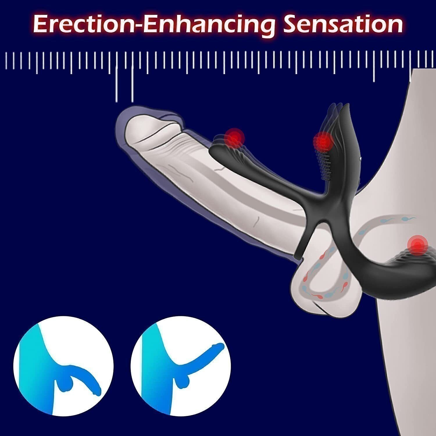 Vibrating-Penis-Couple-Vibrator-Cock-Dildo-Massager-Adult-SEX-Ring-Toys For Men