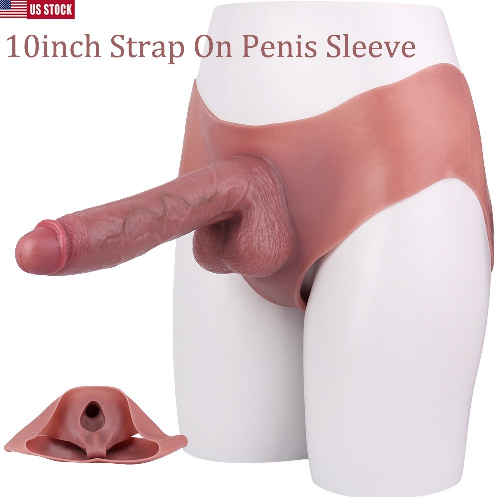 Silicone Strapon Hollow Dildo Male Wearable Penis Sleeve Cock Prolong Sex Toys