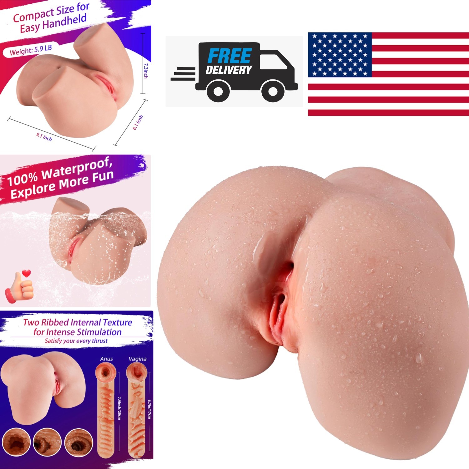 Lifelike Pocket Pussy with Anal and Vaginal Channels for Ultimate Pleasure