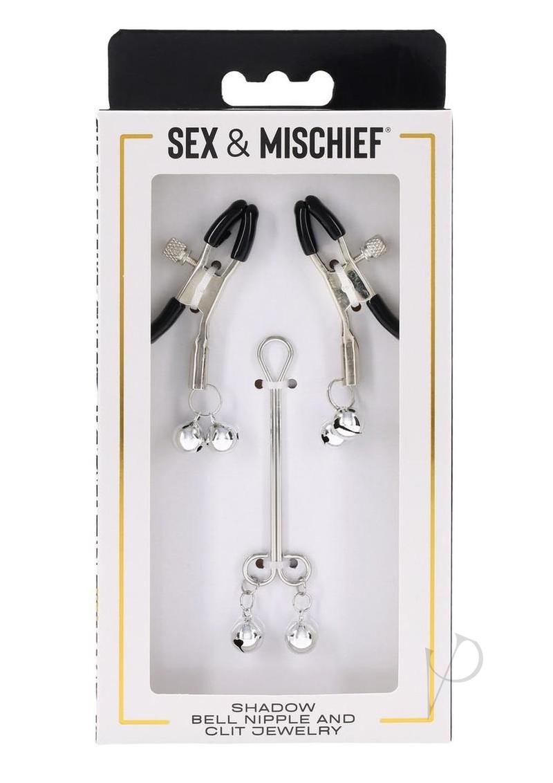Sex and Mischief Shadow Bell Nipple Clit Jewelry – Black/Silver
