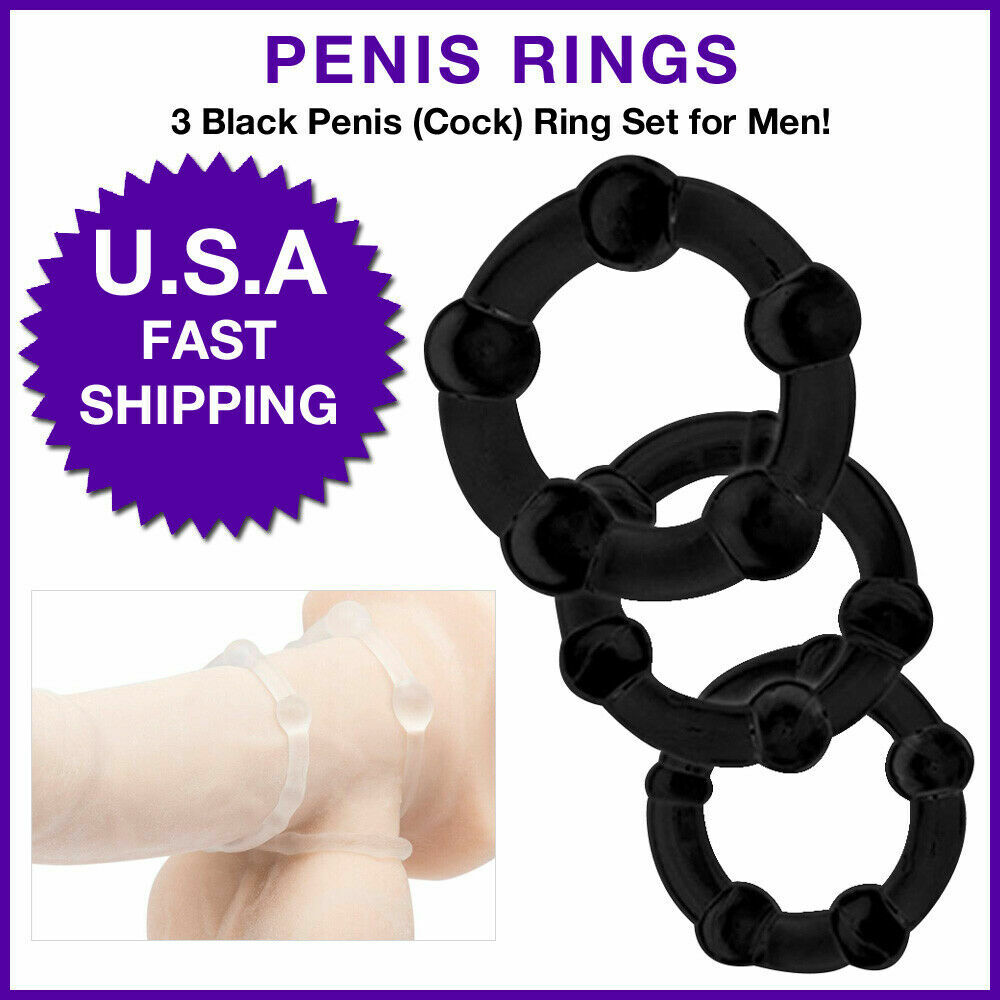 Penis Ring Stay Hard Cock Ring 3-Pack Erection Prolong Enlarger Orgasm Enhancer
