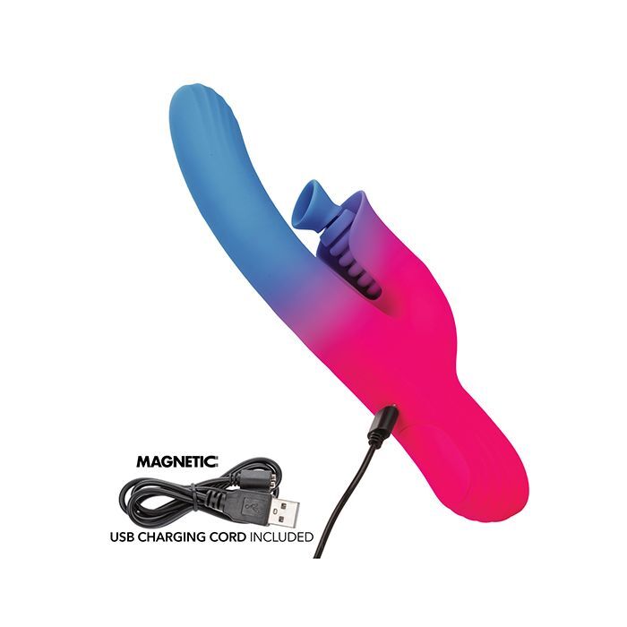 Elation Dual Stimulator w/Suction Rabbit Vibrator Blue/Pink
