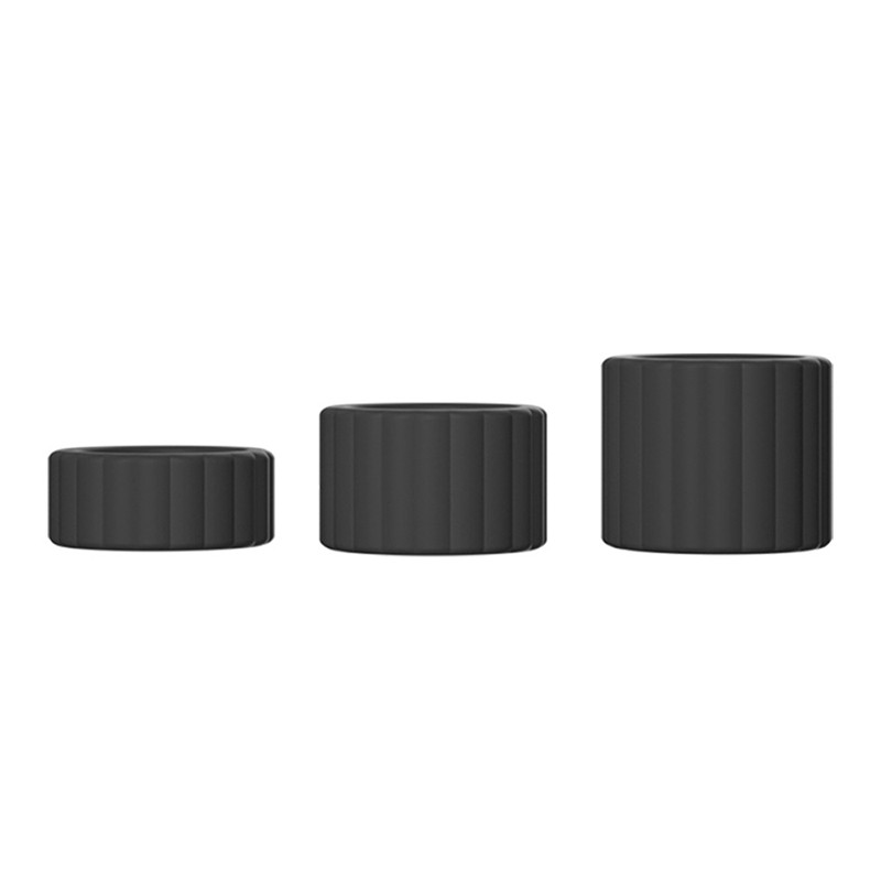 3-Piece Silicone Cock Ring Set, Super Stretchy Stamina Support, Black/Blue-