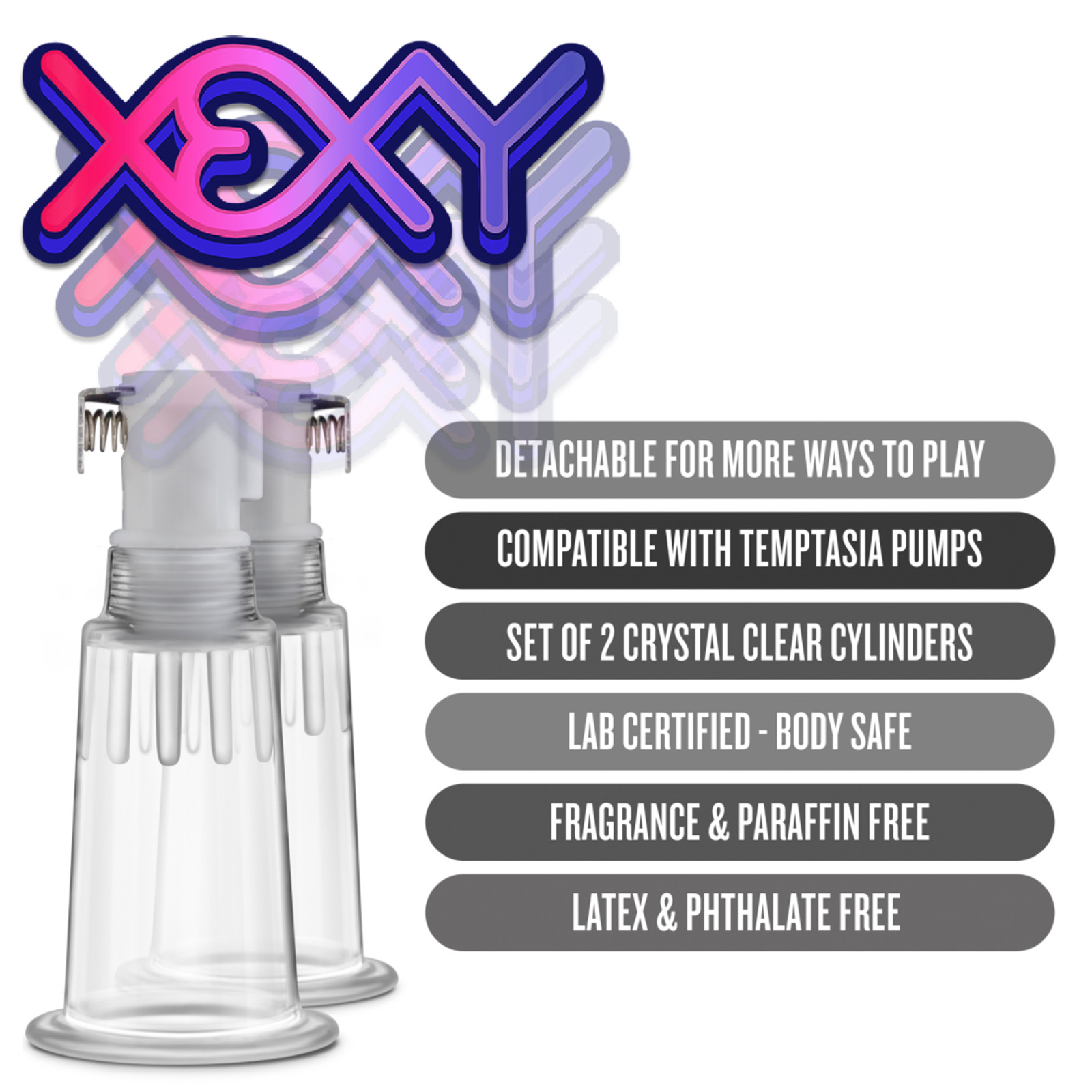 Nipple & Clit Pumping Cylinders 2 Pack (1″) XEXY ADULT SEX TOYS.’
