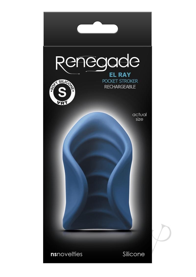 Renegade El Ray Rechargeable Silicone Vibrating Pocket Stroker – Blue