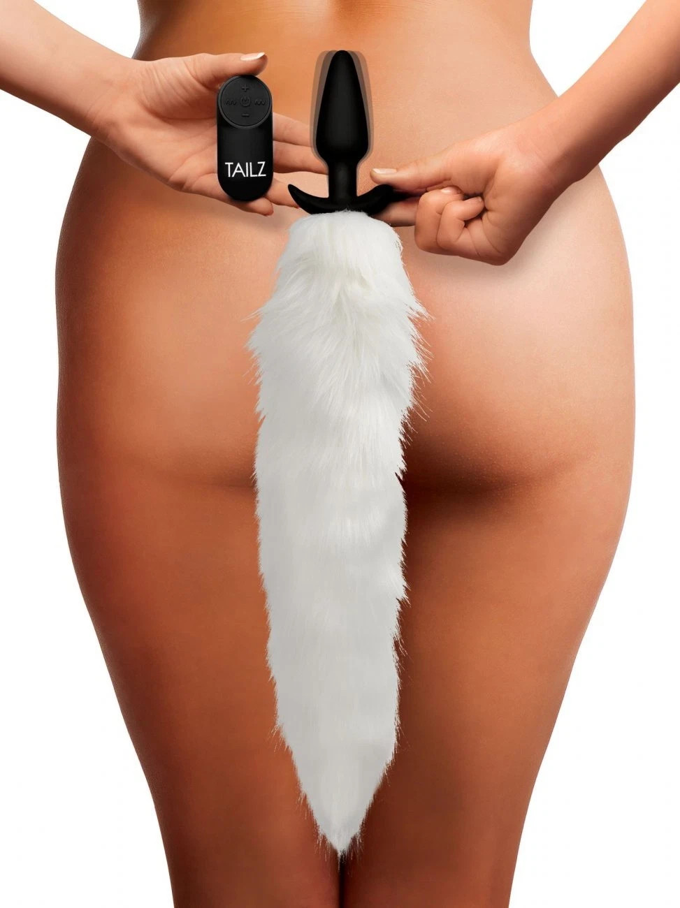 Tailz Vibrating White Tail Slender Anal butt plug Sex Toy Rechargeable White