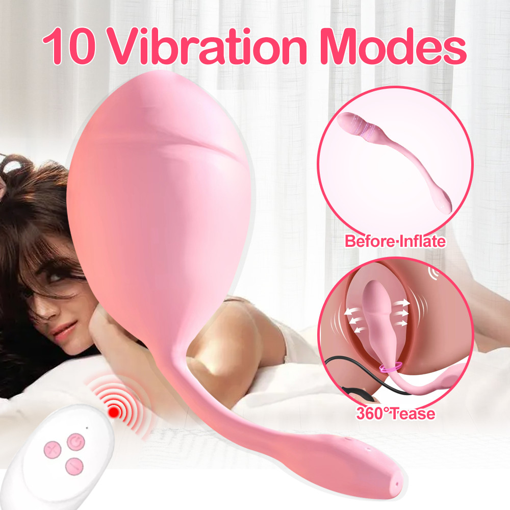 Inflatable G-Spot Vibrator Anal Butt Plug Simulated Dildo Nipple Woman Sex Toy
