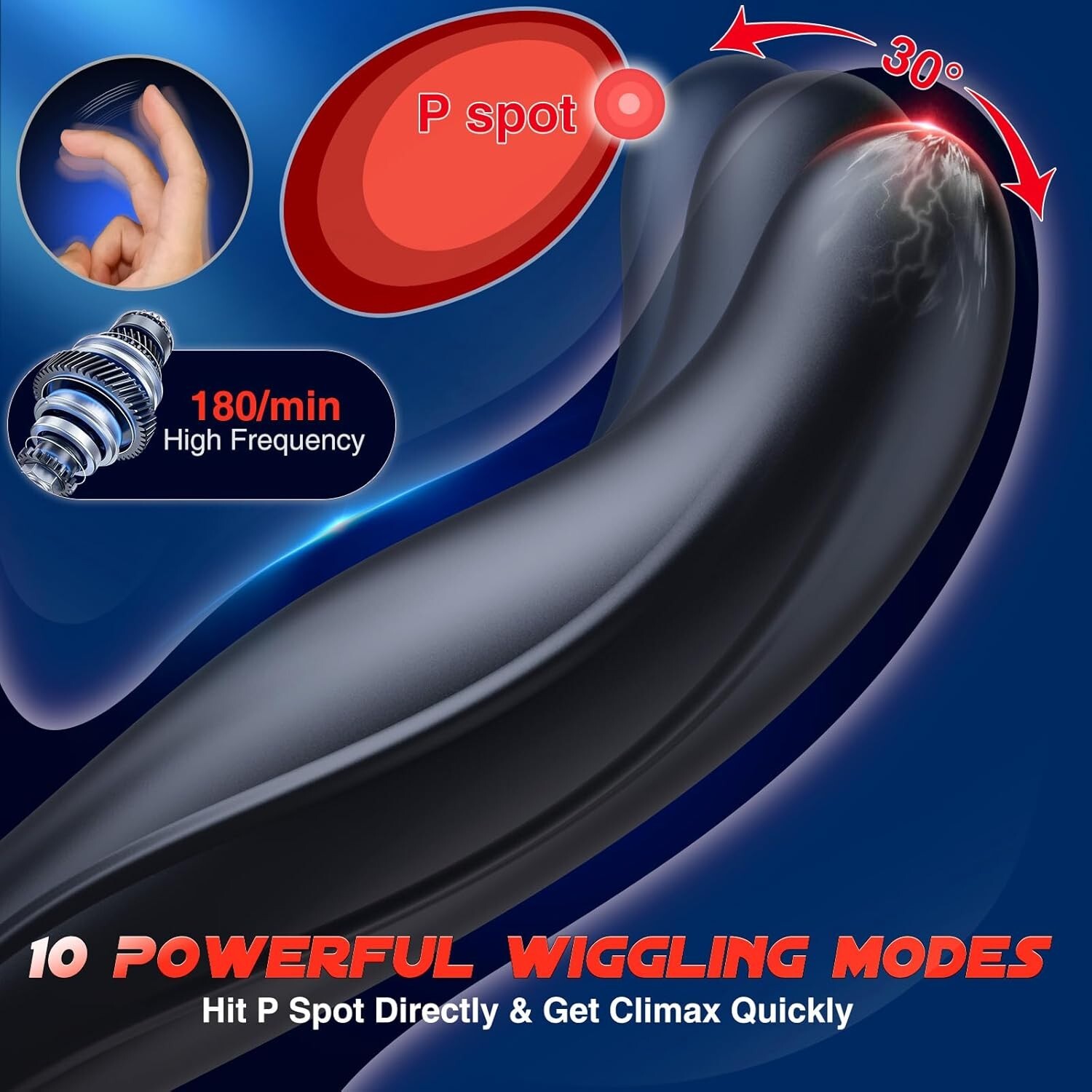 3-in-1 Anal Vibrator & Prostate Massager with 10 Wiggling Thrust Modes, Water…