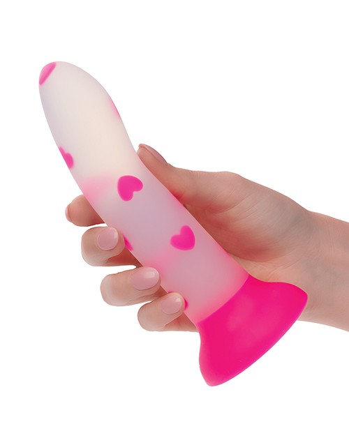 Glow Stick Heart Suction Cup Glow-in-the-Dark Dildo – Pink