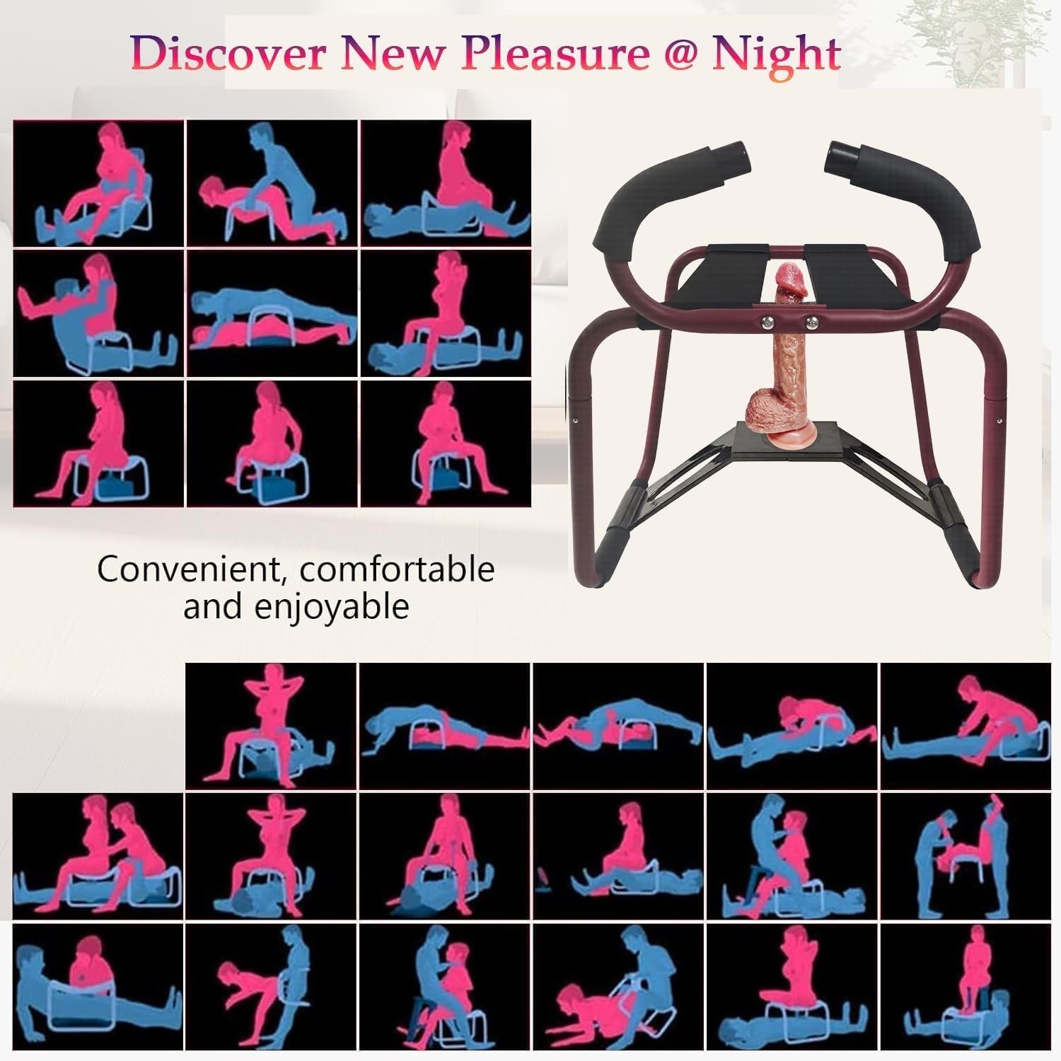 Bangin Bench Sex Stool w Handles Easy Rider Queening Queen Chair Seat Love Red !