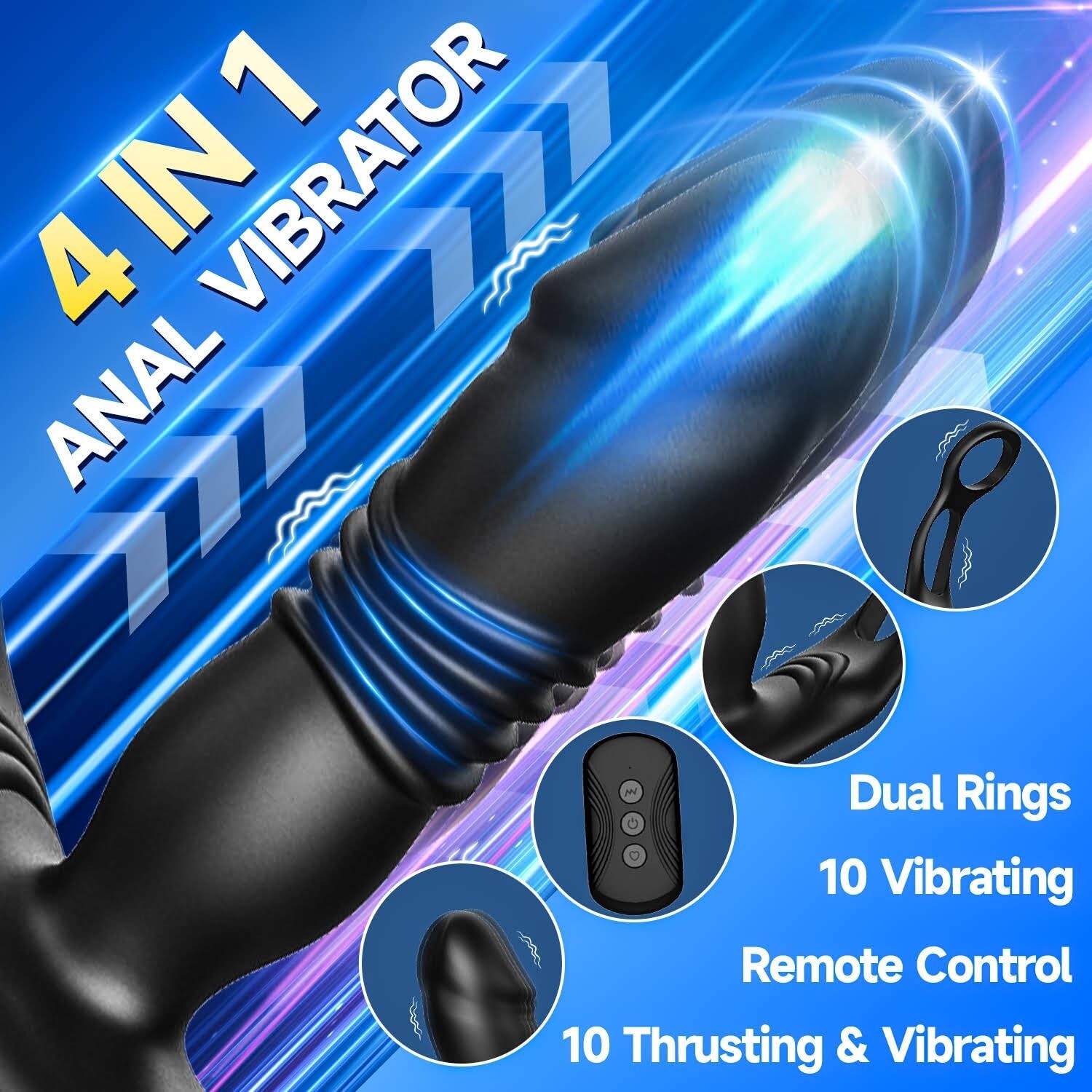 Anal Plug Male Prostate Massager Dildo Penis Cock Ring Sex Toys Remote for Men