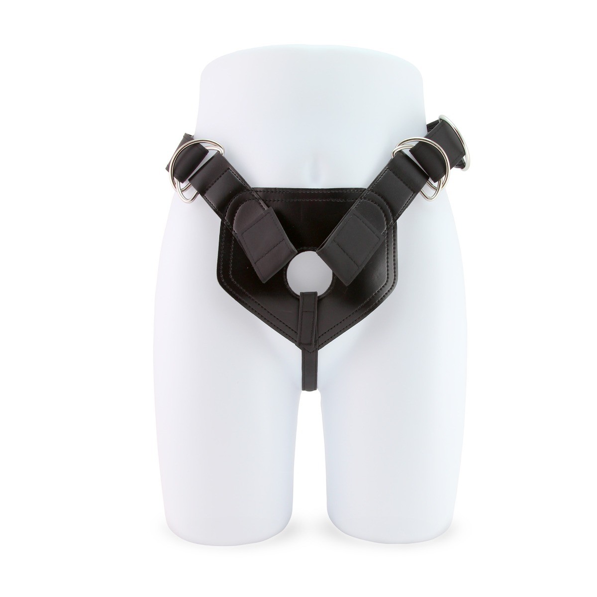 Faux Leather Strap On Harness Sex Toy Kit with Silicone G-spot Dildo Dong