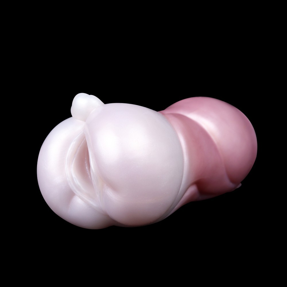 pink color Imitation labia design entrance Liquid Silicone Masturbator Cup