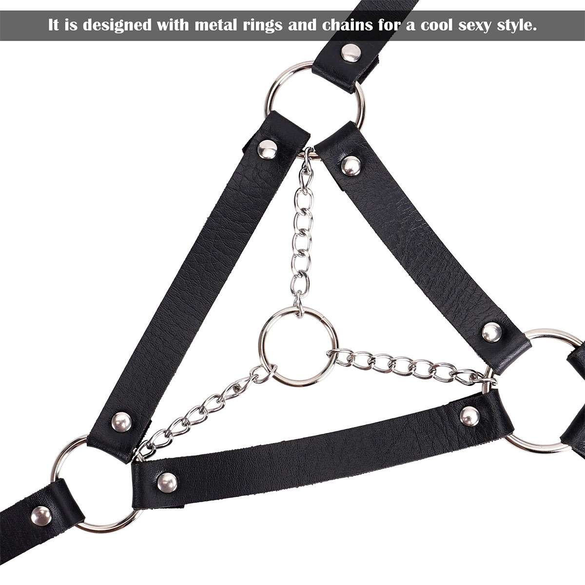 PU Leather Halterneck Hollow Harness Bra Gothic Gothic Punk Chest Straps Belt