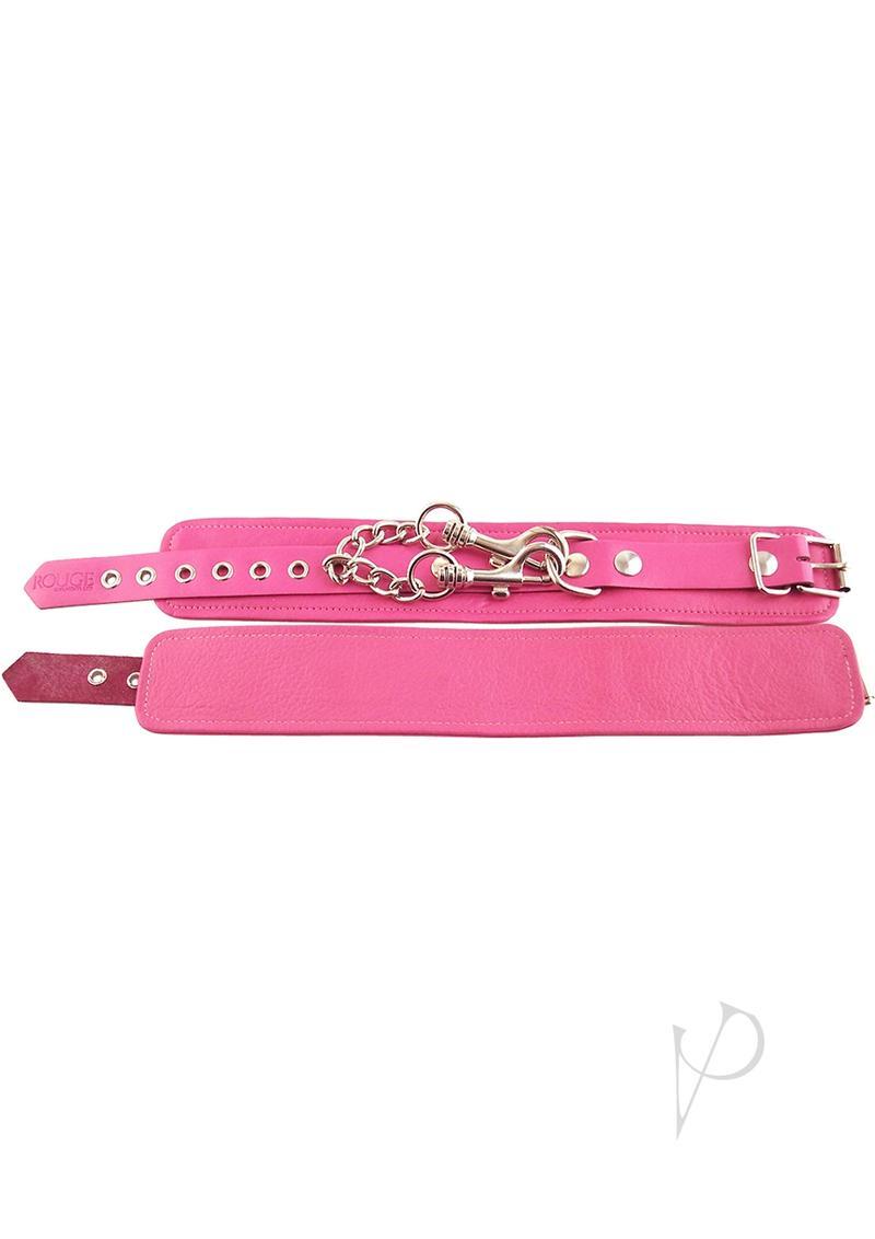 Rouge Plain Leather Adjustable Ankle Cuffs – Pink