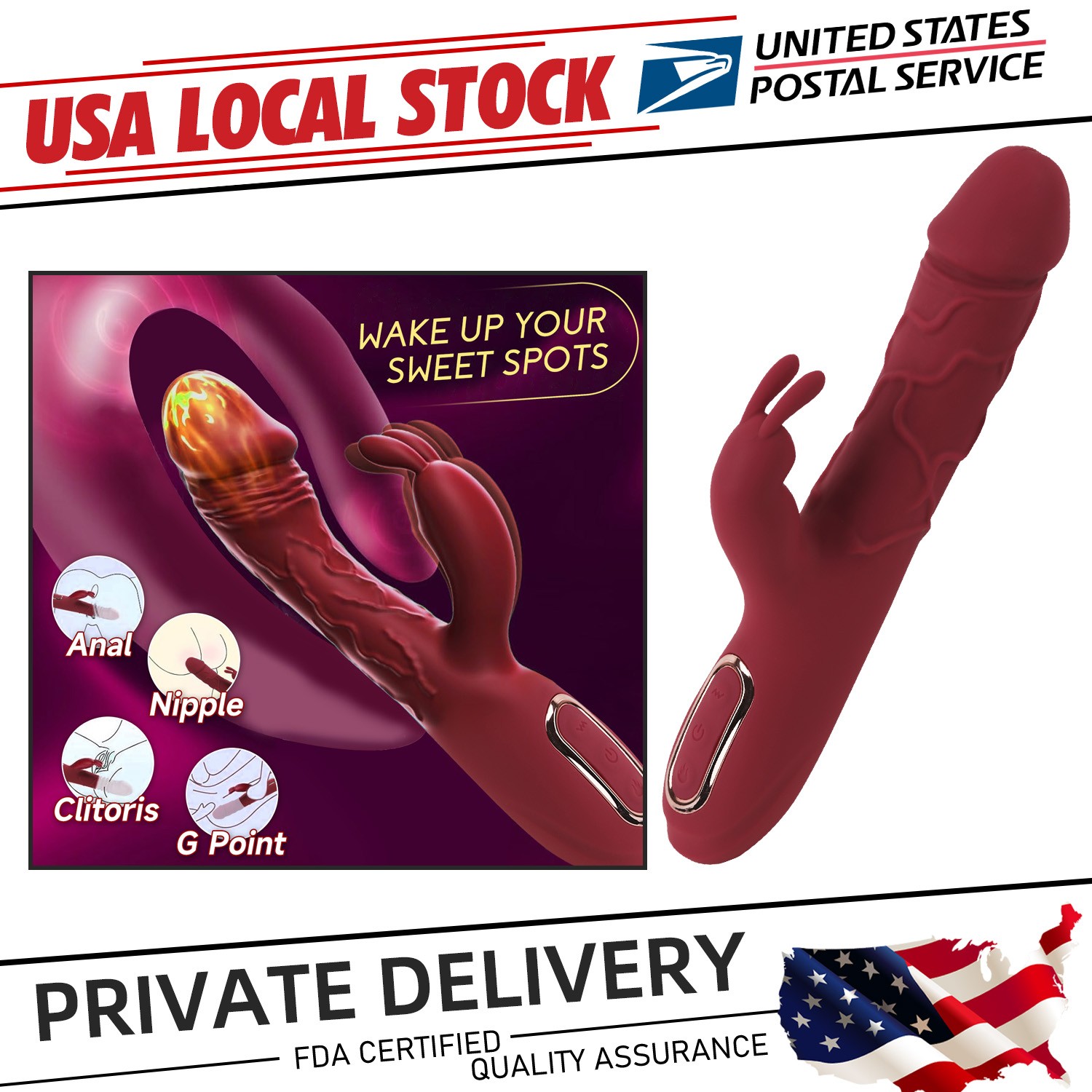Vibromasseur Sextoy Clitoris Point G Femme Rabbit Godemichet Christmas day Gift