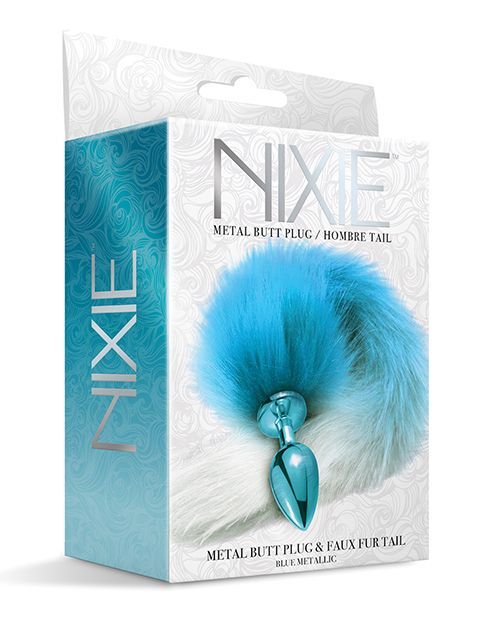 Nixie Metal Butt Metallic Plug With Ombre Fluffy Faux Fur Tail Easy Insertion