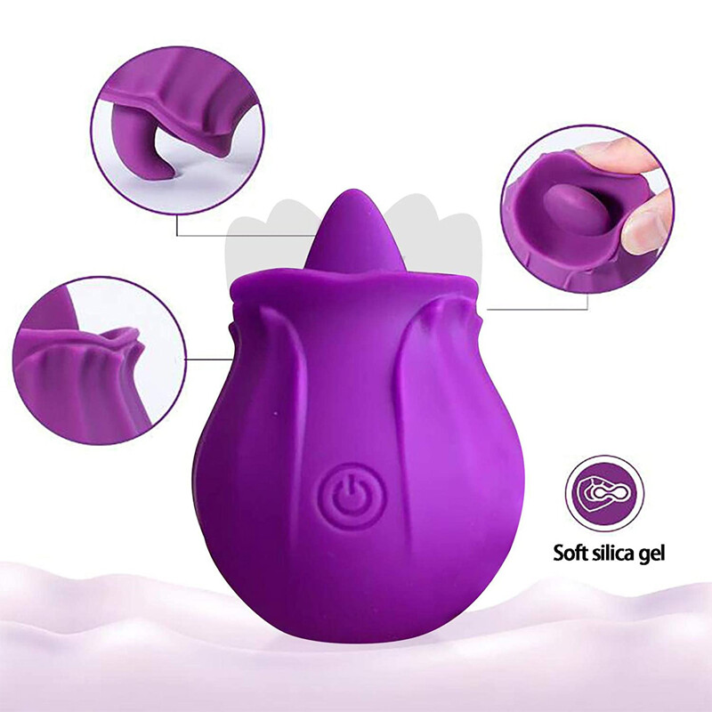 Rose Vibrator Clit Sucking Licking G-Spot Dildo Oral Adult Sex Toys for Women US