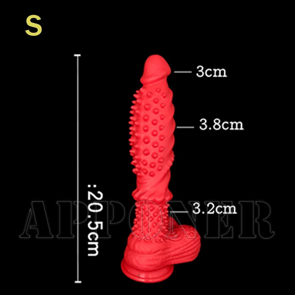Black Red Dildo With Spikes Silicone Dildo With Suction Cup 38cm Long Penis Toys