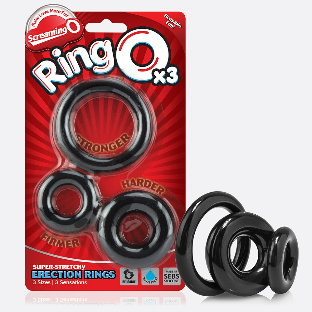 Screaming O RingO x3 Thick Black Silicone Male Penis Enhancer Rings