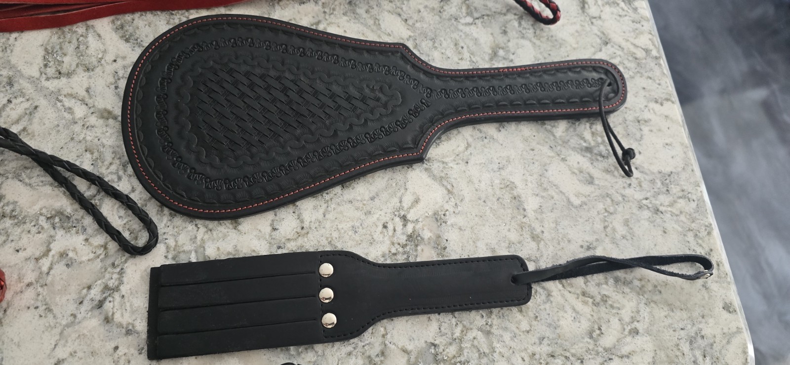 Leather Whips, Floggers, and Paddles / Bondage Fun