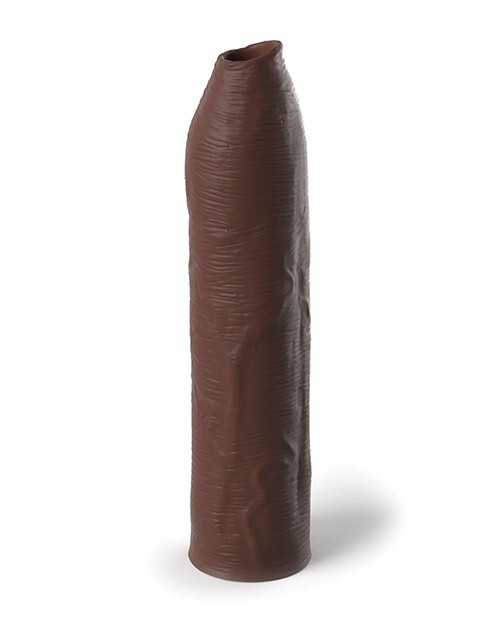 BROWN FANTASY X-TENSIONS ELITE UNCUT 7 INCH SLEEVE EXTENSION GIRTH ENHANCER