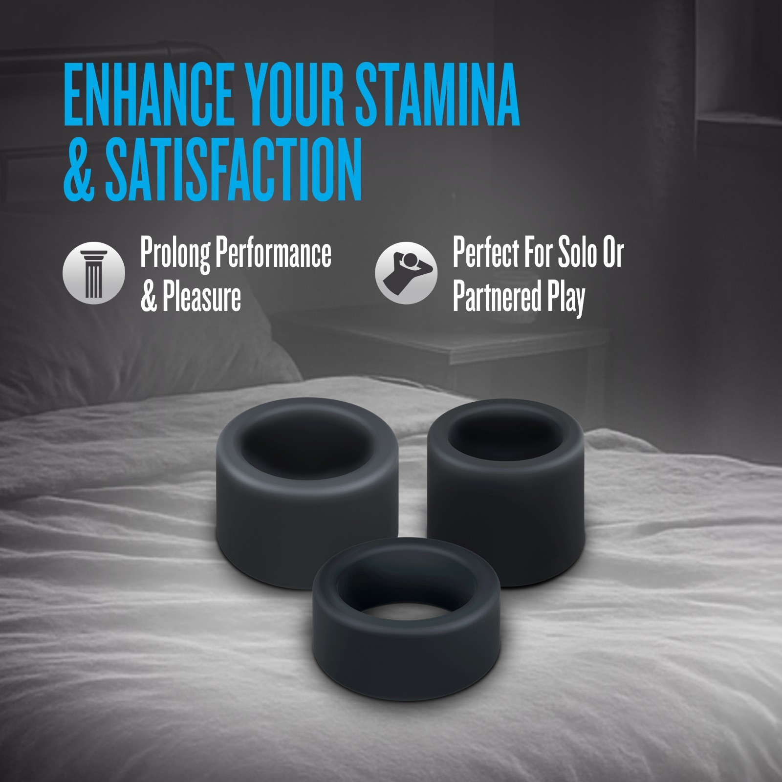 Blush Performance Plus Engage 3 Cock Ring Set Male Adult Sex Toy
