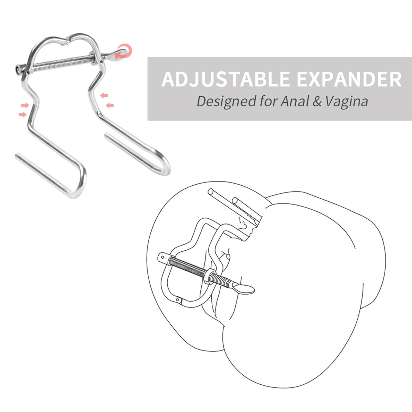 Metal Anal Expander Stainless Steel Anal Vaginal Expander Dilator Adjustable …