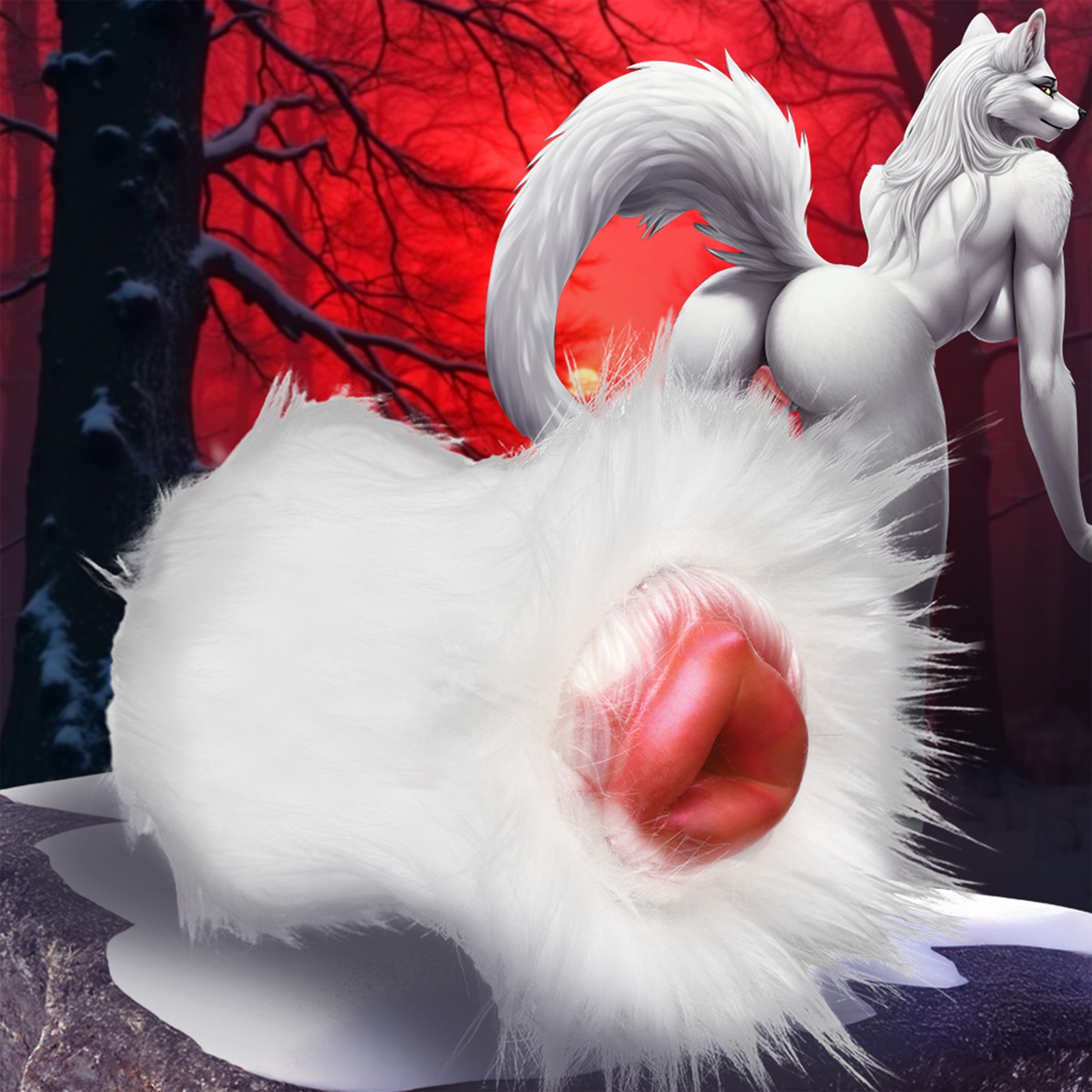 Creature Cocks Snow She-Wolf Silicone Stroker 5.9 Inch Multi Body Safe Adult Toy