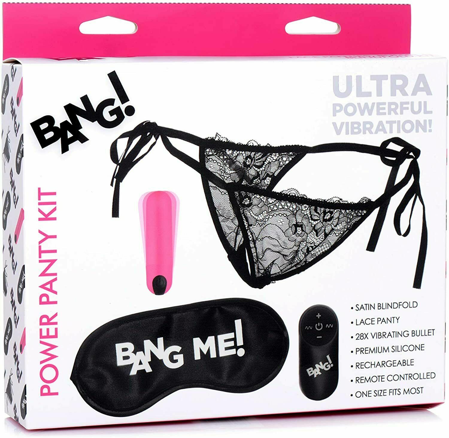 BANG POWER PANTY KIT-REMOTE CONTROL-VIBRATING BULLET-PINK-RECHARGEABLE