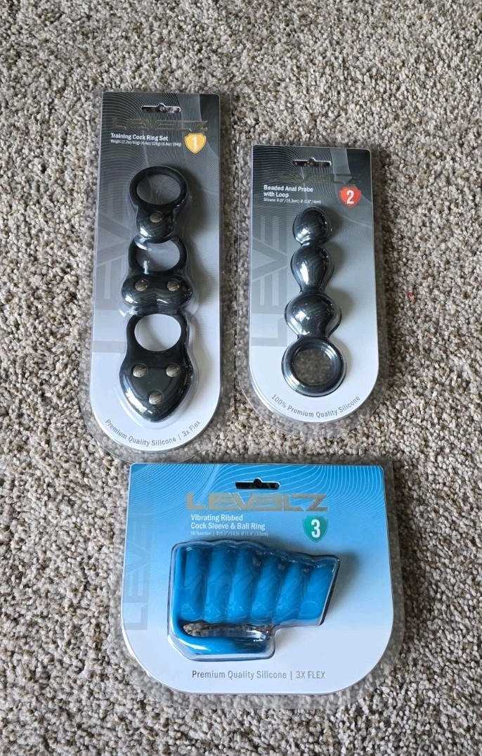 LEVELZ Cock Ring Training 1 2 3 Anal Probe Loop 3pc Lot NEW