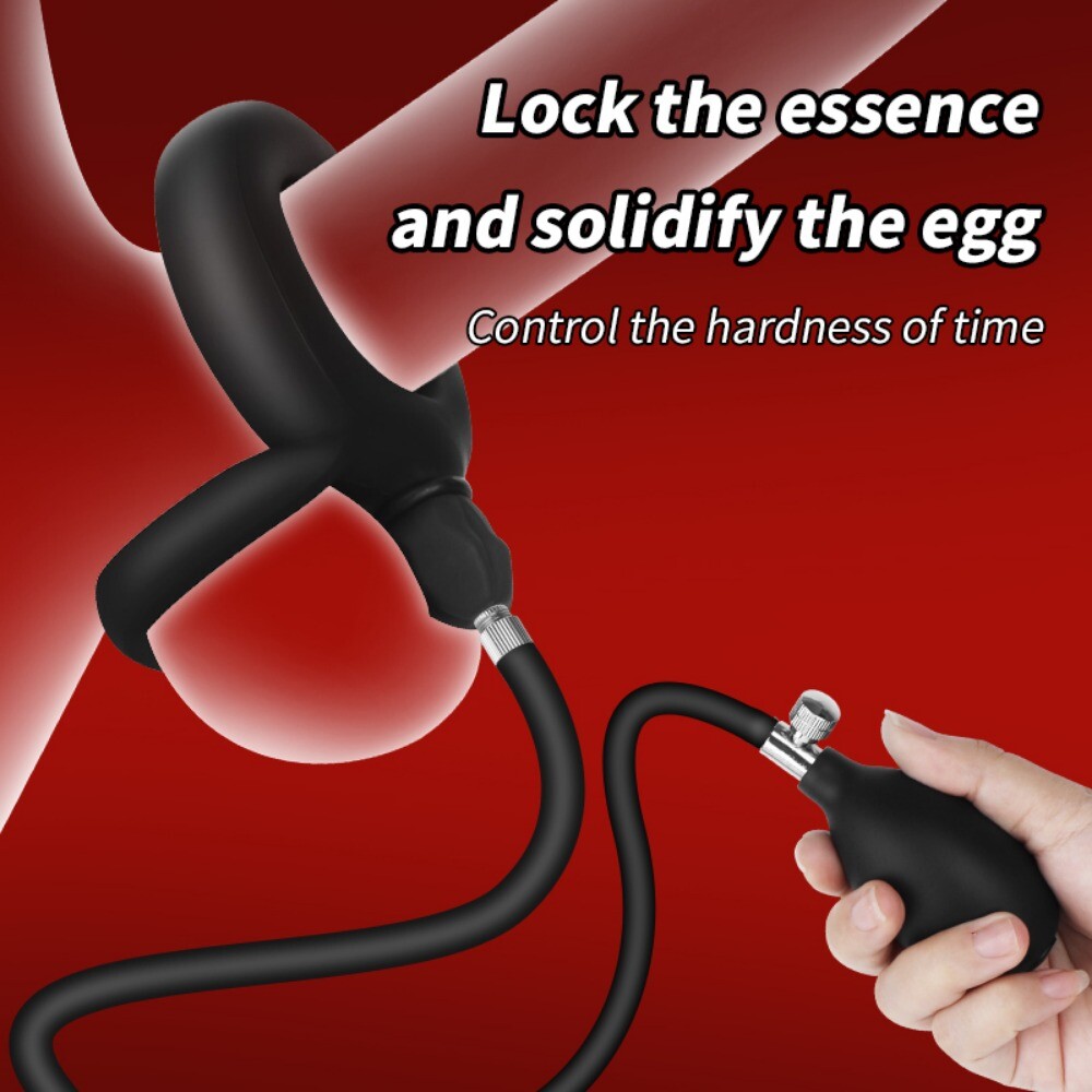 Inflatable Penis Ring Expandable Lock Sperm Ring Male Masturbation Cock Erection