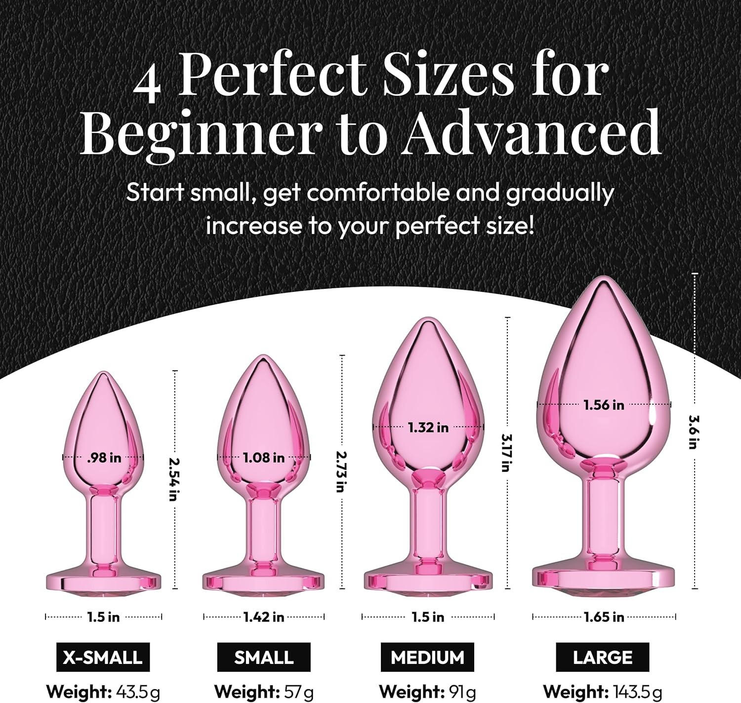 Session 4-Piece Metal Jewel Butt Plug Set Pink Circle Charm Beginner Kit