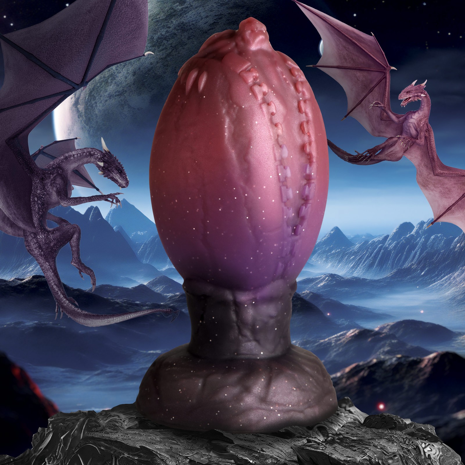 Creature Cocks Dragon Hatch Silicone Egg – XL Dildo 6.9 Inch Multi Suction