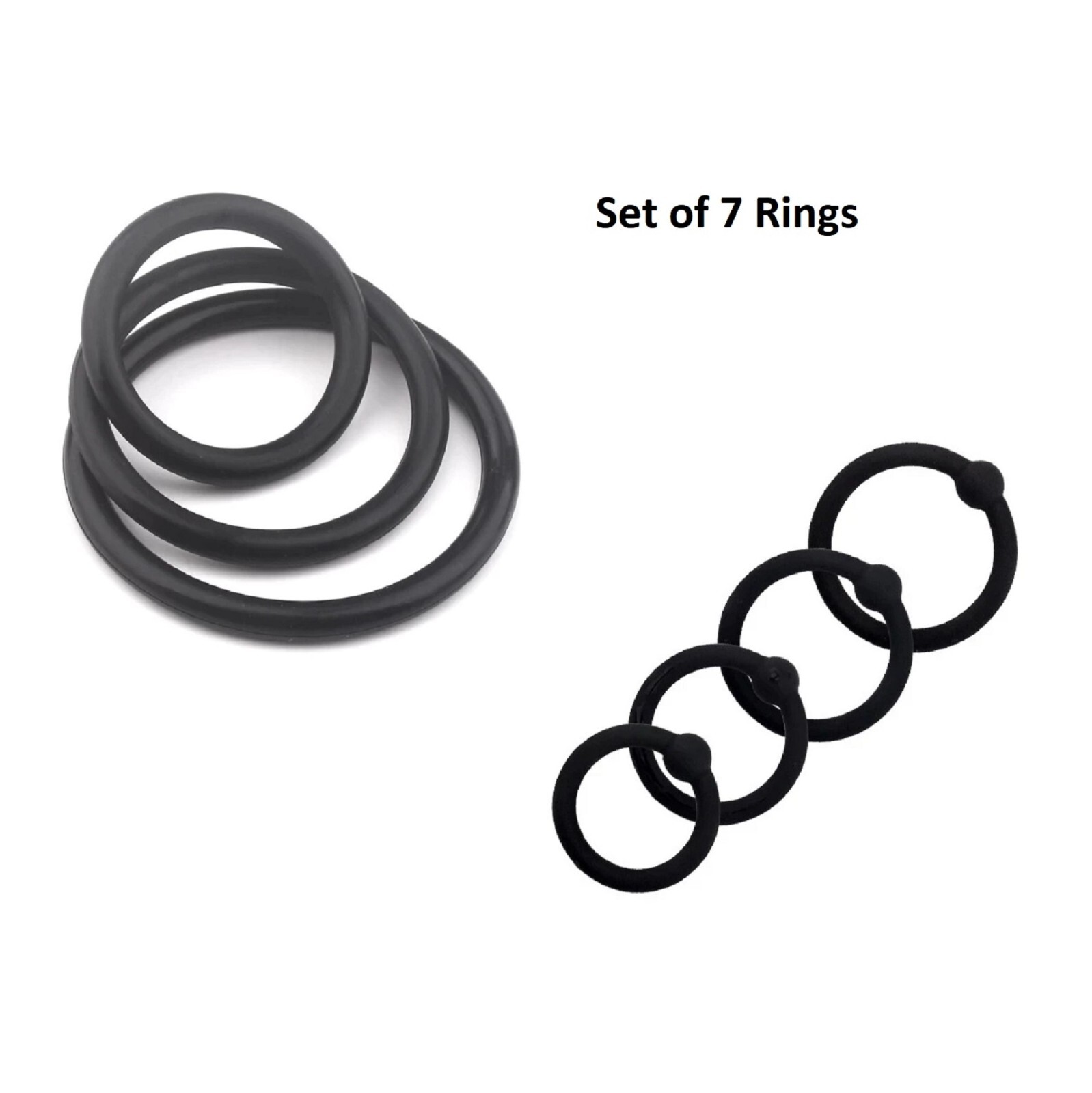 7 Penis Ring Set Silicone Cock Ring Pack Stretch Hard Erection Sex Toy Men