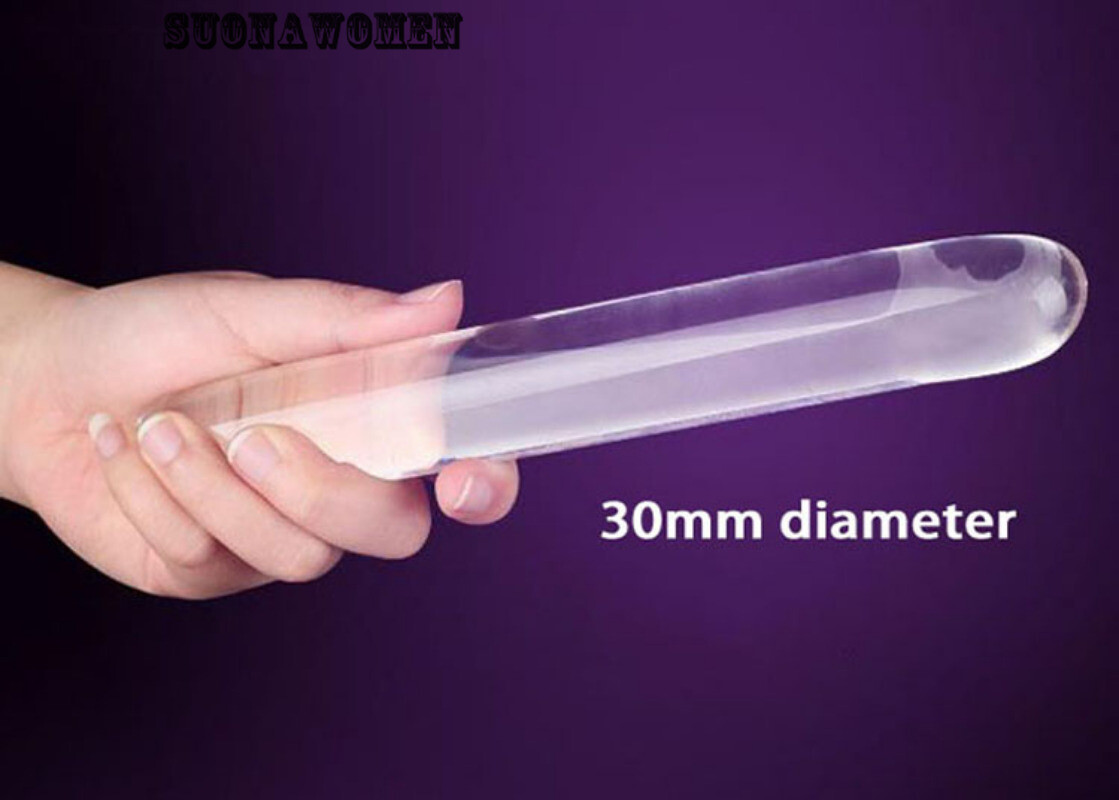 Smooth Cylinder Glass Double Dildo Huge Clear Glass Penis G Spot Dildos Sex Toy