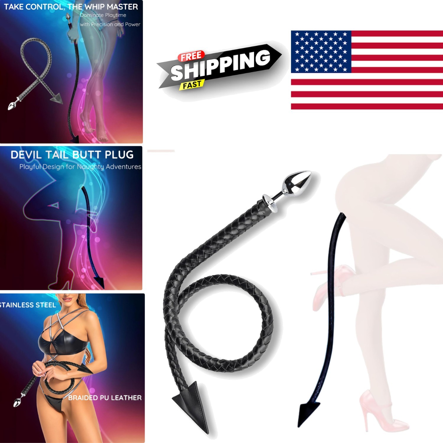 108cm Devil Tail Plug with Ergonomic Stainless Steel for Enhanced Sensation