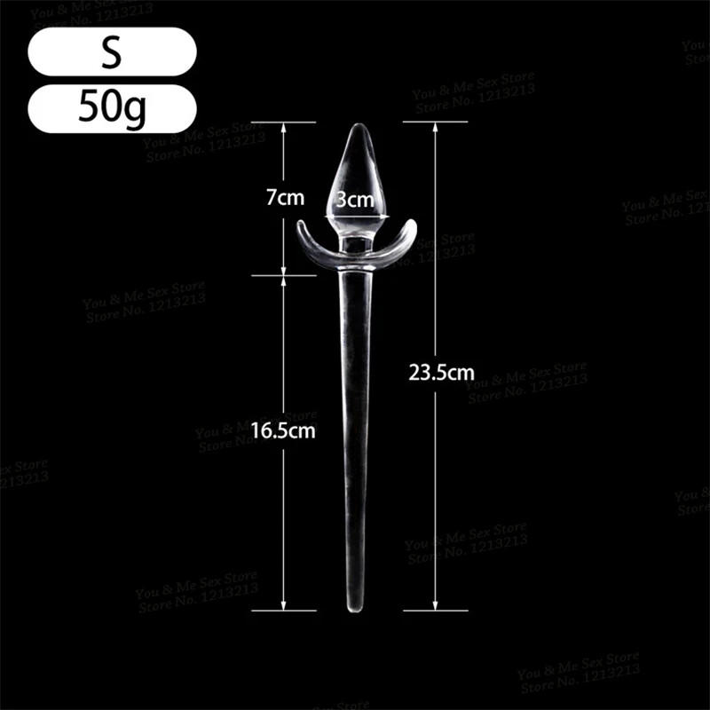New Transparent/Black Anal Long Tail Fetish Slave Butt Plug Anus Dilator Sex Toy