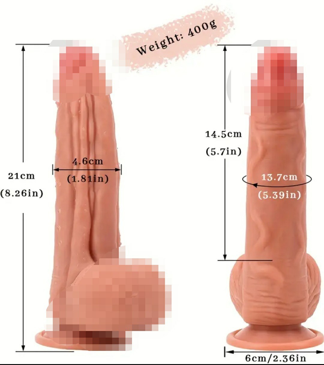 Dildo 8 Inch Long Realistic Suction Silicone Cock Balls Sex Toy