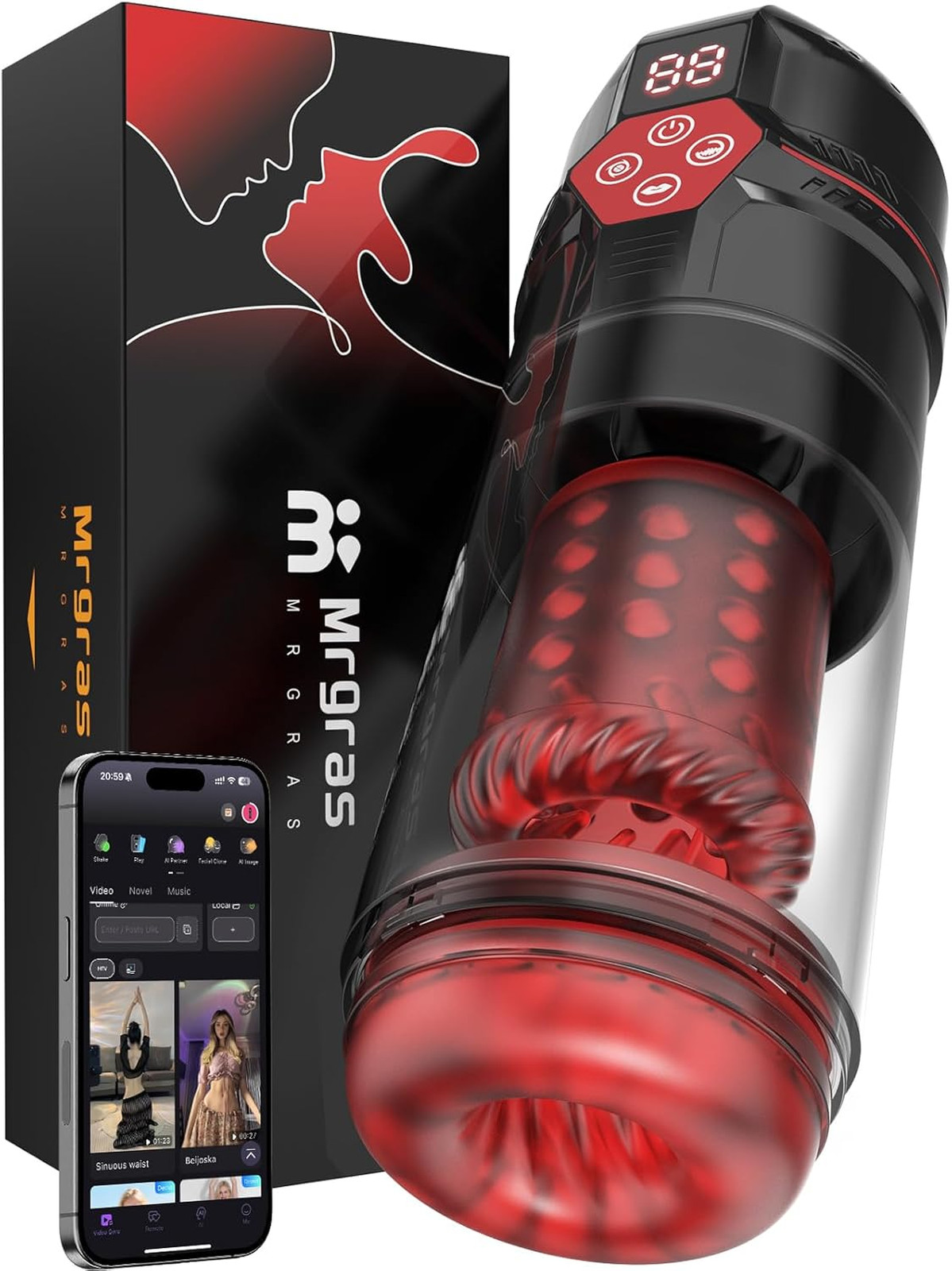 Male Masturbator with Vacuum Pump and AI Sync, 6-in-1 Interactive Sex Toy for