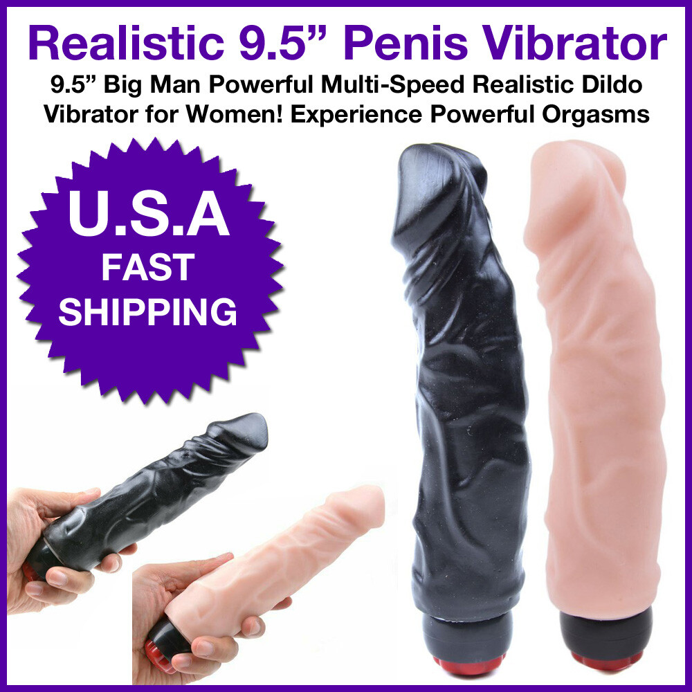 Realistic Vibrating Dildo Dong Big Powerful Sex Toy 2″ Thick & 9.5″ Total Length