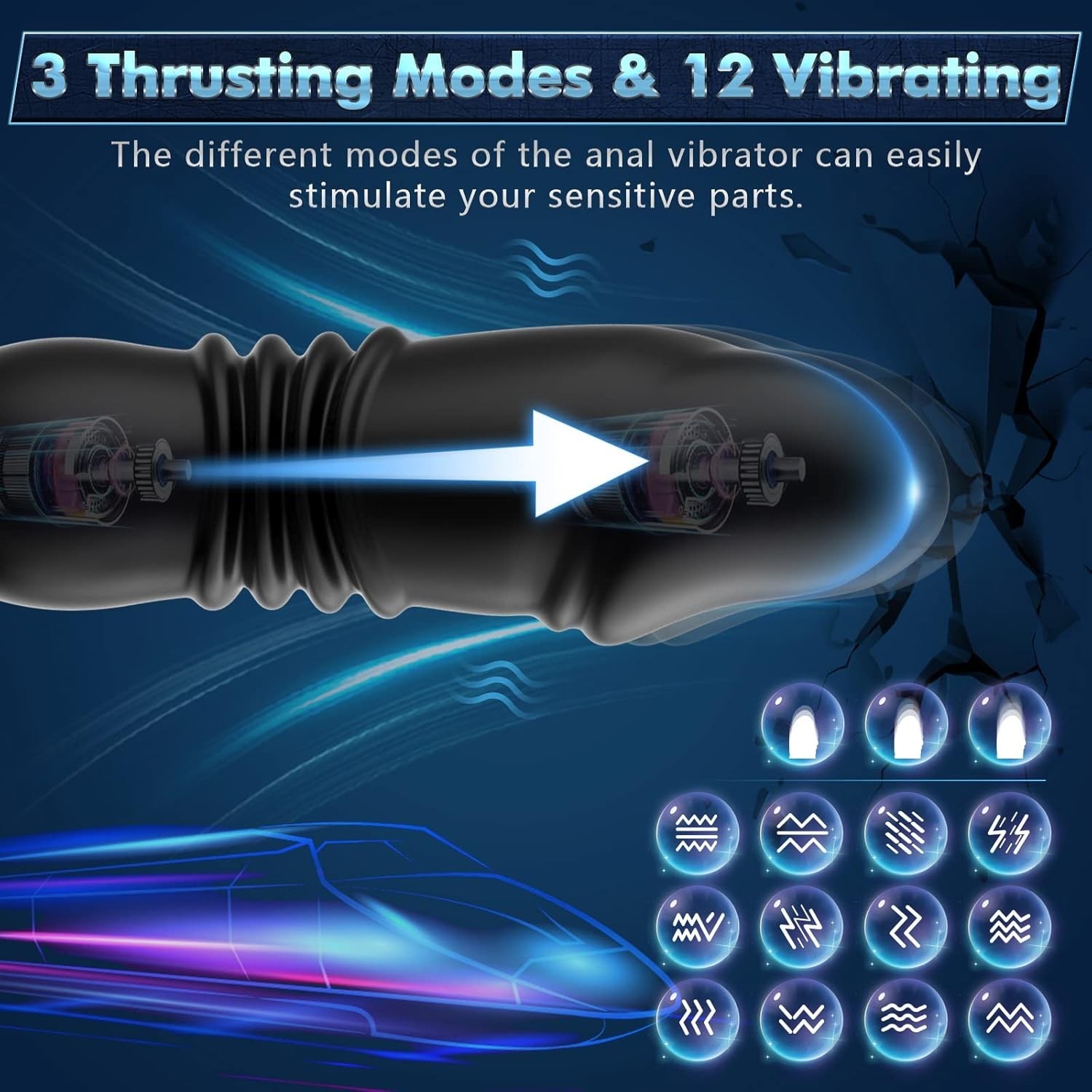 Prostate Massager Anal Vibrator Butt Plug Thrusting Dildo Cock Ring Sex Toys Men