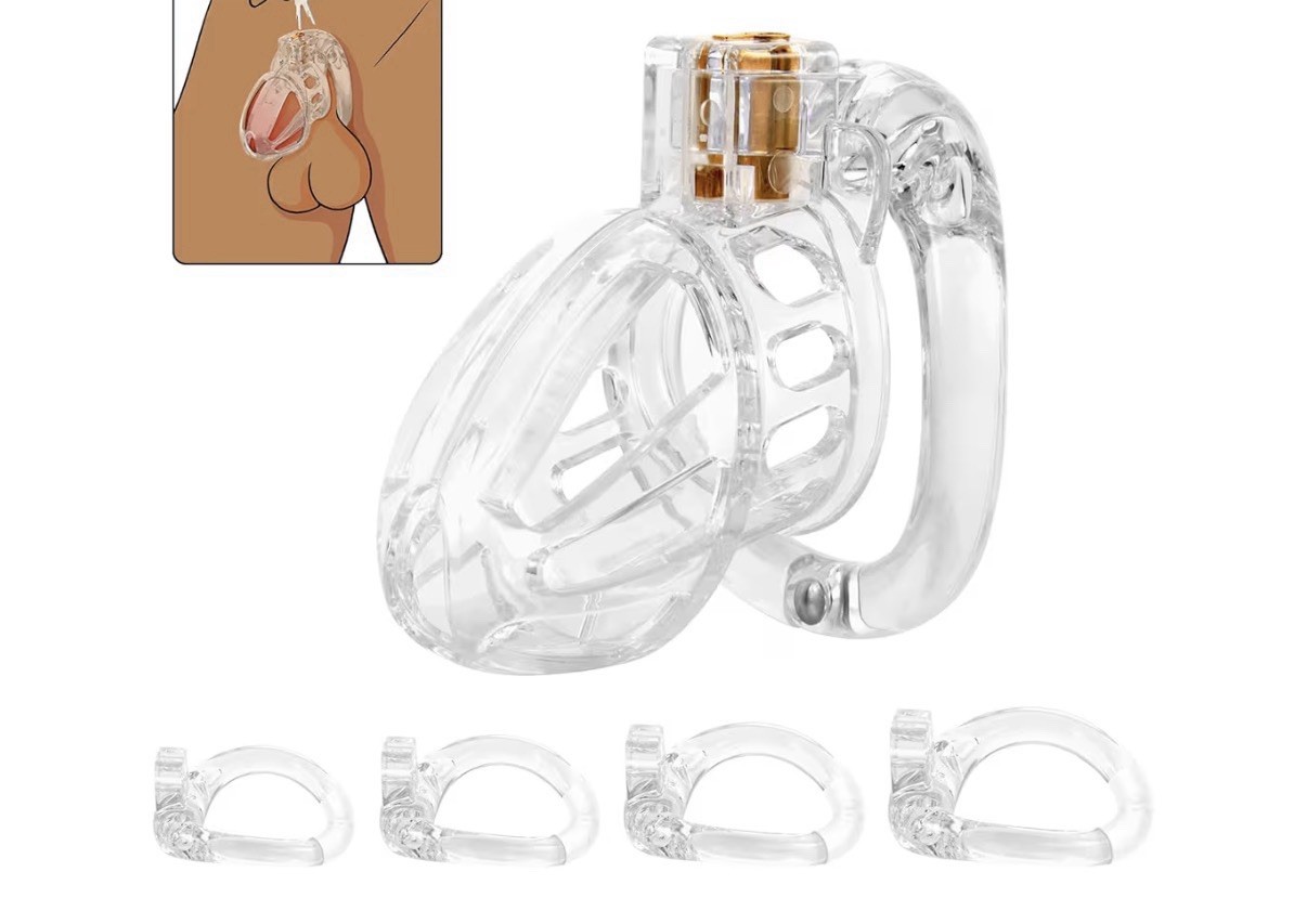 Male Chastity Device Cock Cage – UTIMI Lightweight 4 Active Rings & 2 Keys