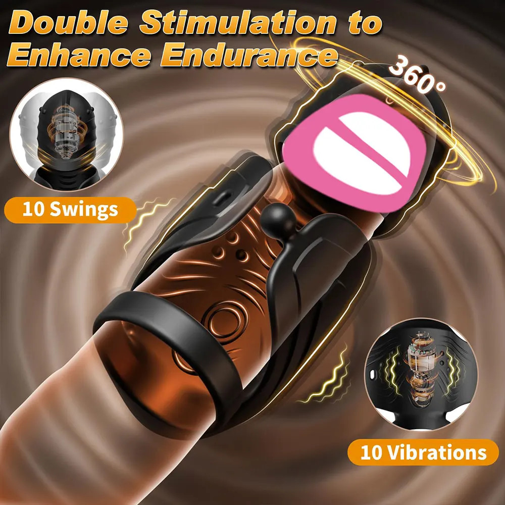 Penis Vibrator Glans Training Cock Ring 360 Swing Peni Massager Delay Ejaculati