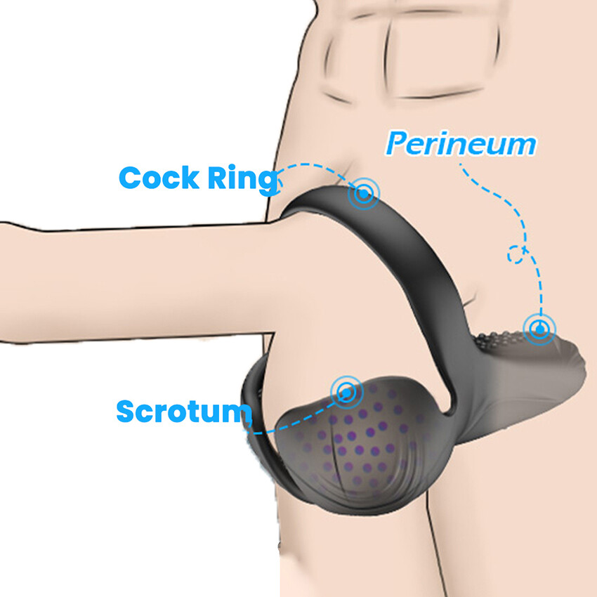Penis Scrotum Massager Vibrator Cock Ring Sex Toys Men Delay Perineum-Stimulator
