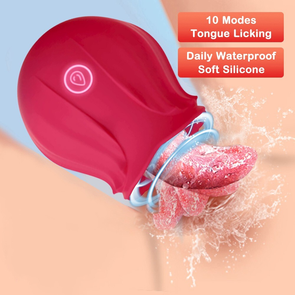 US Rose Vibrator Clit Sucking Licking G-Spot Dildo Oral Adult Sex Toys for Women