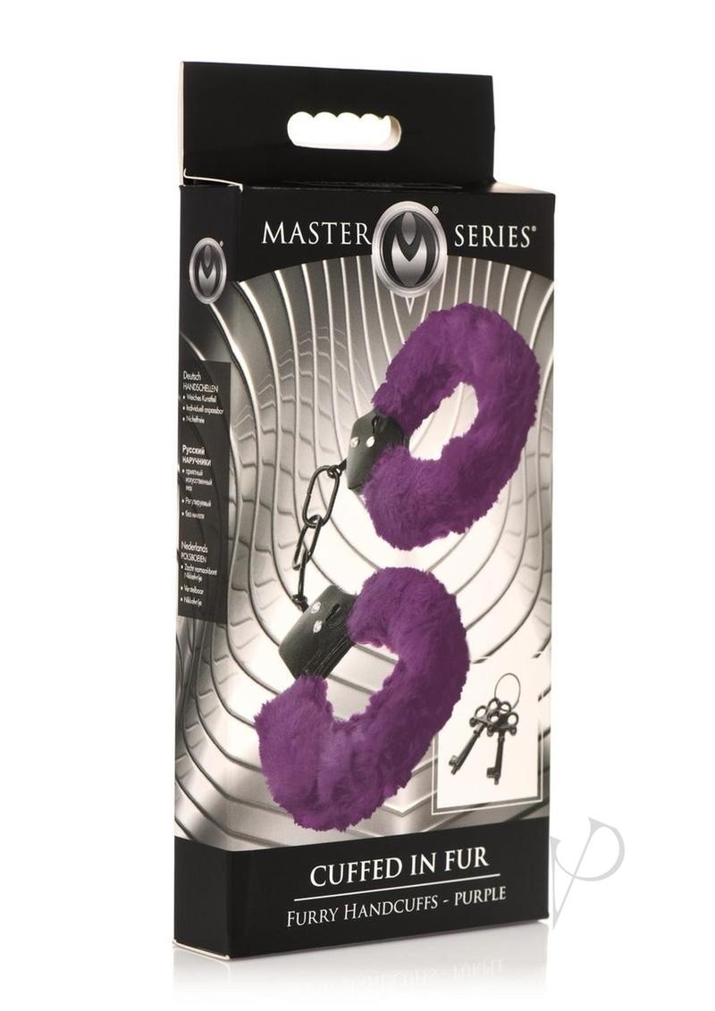 Master Series Cuffed in Fur Furry Handcuffs – Purple