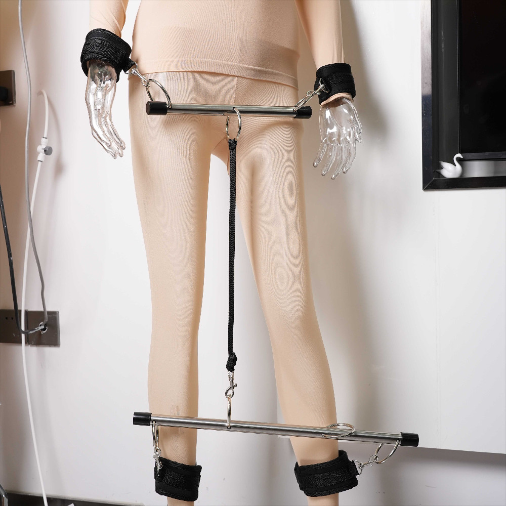 Steel Hand Open Leg Spreader Bar Wrist Ankle Cuffs Restraints Lockable Sex Toys