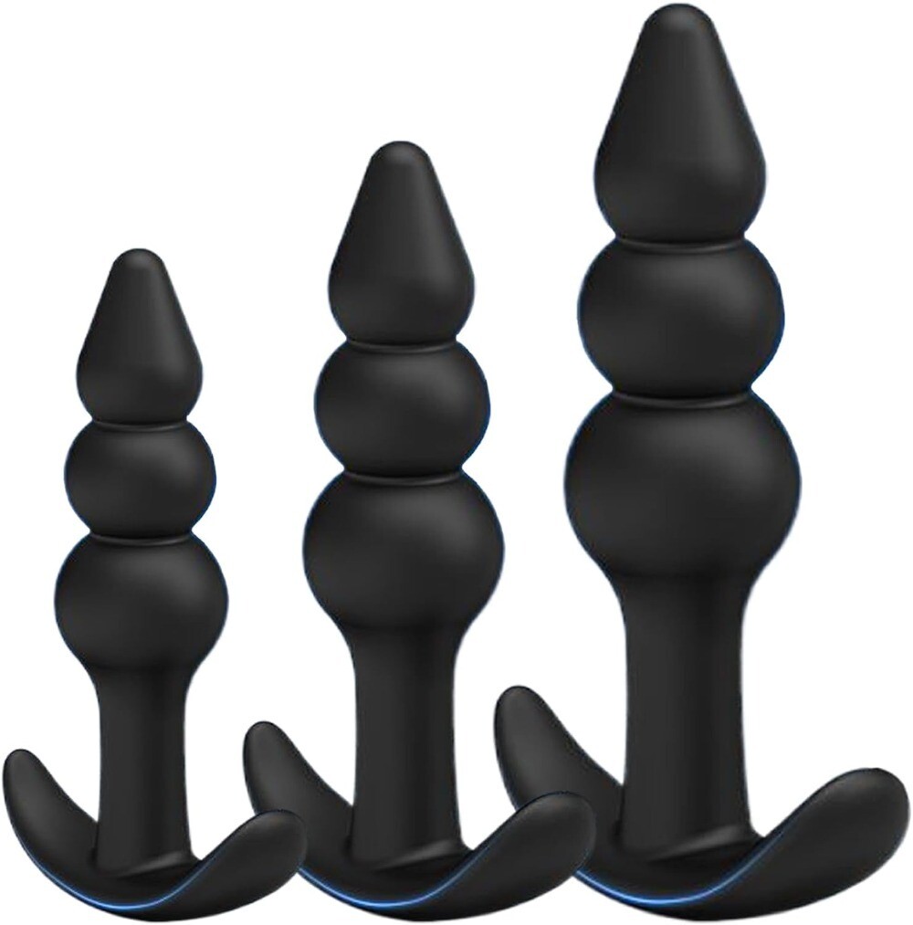 FOSVBEY 3PCS Anal Butt Plug Set Comfortable Long-Term Wear Silicone Anal Sex Toy