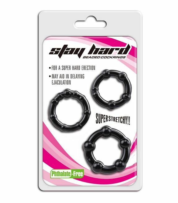 STAY HARD Beaded Cock Ring Stretchy Strong Stay Harder Penis Rings ED 3-Pack
